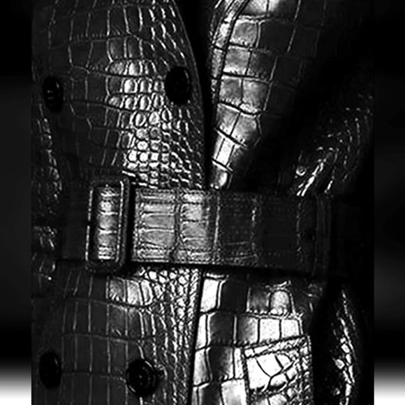 🌹NWT Crocodile Print Vegan Trench Raincoat  lining Black. XL - Picture 6 of 6